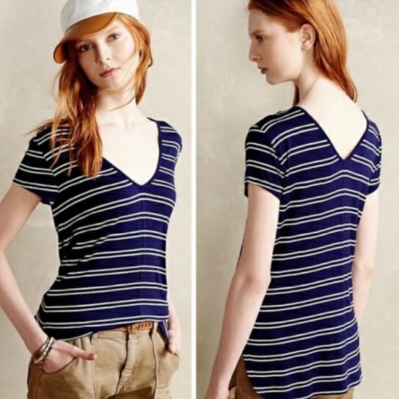 Anthropologie Bordeaux Striped Tee - Picture 8 of 8
